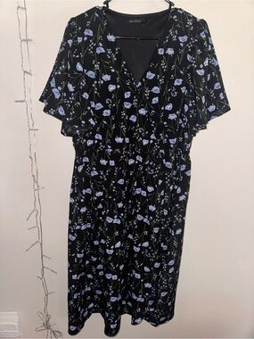 Mikarose Floral Black & Light Blue Dress
